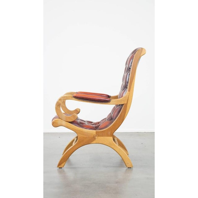 English Chesterfield Armchair in Cowhide Leather For Sale - Image 5 of 11