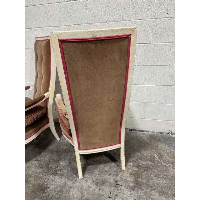 French Regency Style Velvet Fireside Chairs - a Pair For Sale - Image 4 of 12