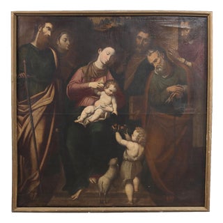 Lombard School Artist, Madonna and Child with Saints, 17th Century, Oil on Canvas, Framed For Sale