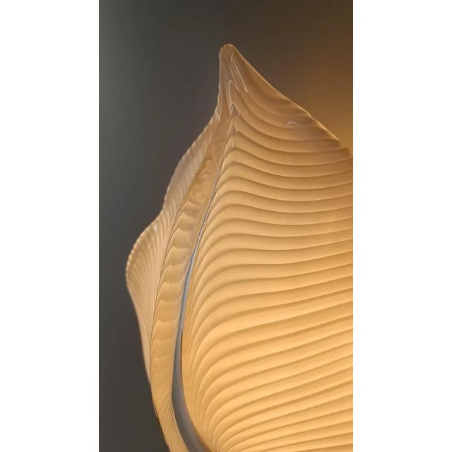 Mid-Century Modern Mid 20th Century Modern White Striped Murano Glass Leaf Sconce, Italy, 1960s For Sale - Image 3 of 18