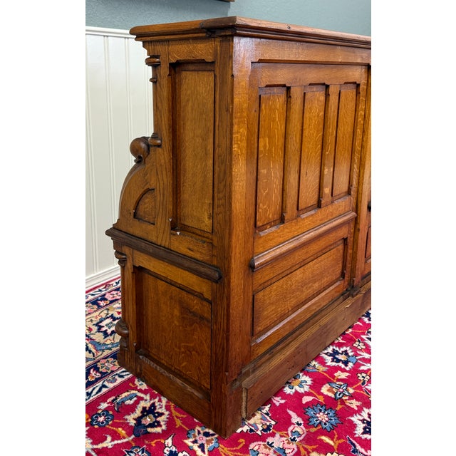 Antique French Pew Bench Double Seat Oak For Sale - Image 18 of 18