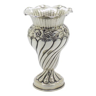 Vintage Italian Handmade Silver Vase, Palermo, Sicily, Italy, 1970s For Sale