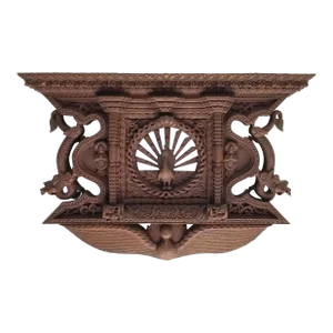 Late 20th Century Carved Wooden Peacock Shelf