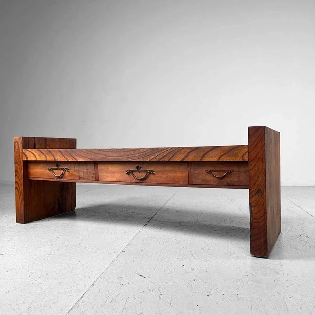 Wood Shōwa Wabi Sabi Writing Table Japan, 1950s For Sale - Image 7 of 10
