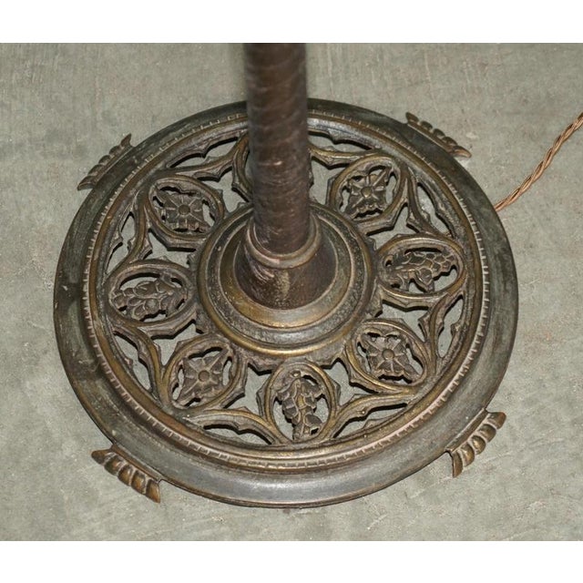 American Gothic Revival Bronze and Amber Glass Ship Lantern Floor Lamps, 1920, Set of 2 For Sale - Image 11 of 18