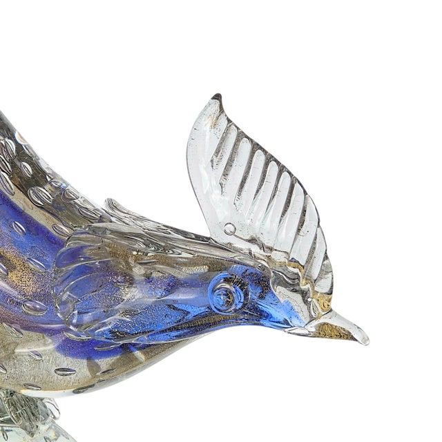 Archimede Seguso Murano Blue-Purple Aventurine Glass Pheasant 15.5" Attributed to Archimede Seguso For Sale - Image 4 of 12