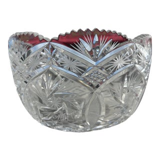 Vintage Cut Crystal Bowl Marked Fifth Avenue For Sale