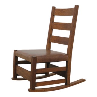 Gustav Stickley Small Mission Oak Rocking Chair For Sale