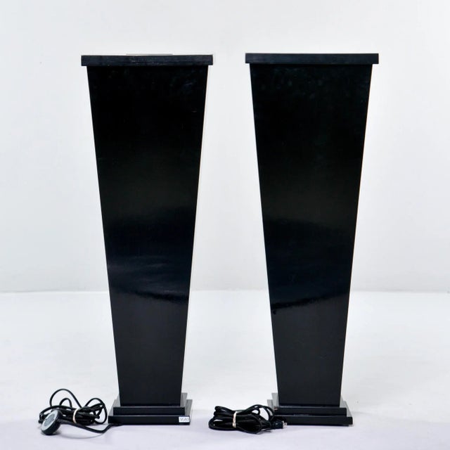 Wood Ebonised Beechwood Pedestal Display Stand With Glass Top - a Pair For Sale - Image 7 of 13