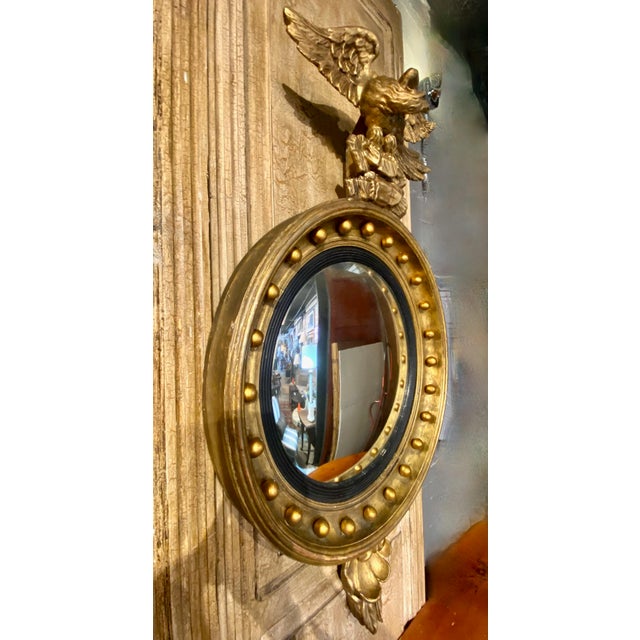 Regency Period Giltwood Convex Eagle Mirror, C. 1820-1825, England 1 For Sale - Image 4 of 8