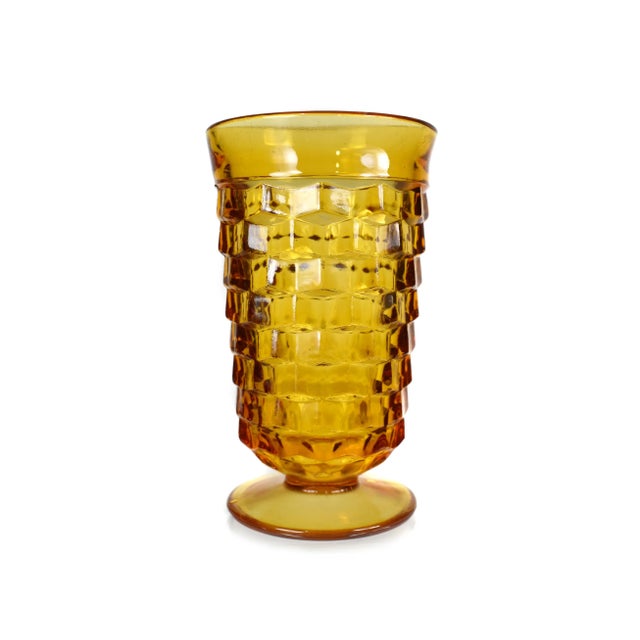 Vintage Amber Serving Drink Iced Tea Whitehall Pattern Glasses and Pitcher - 7 Pieces For Sale - Image 9 of 11