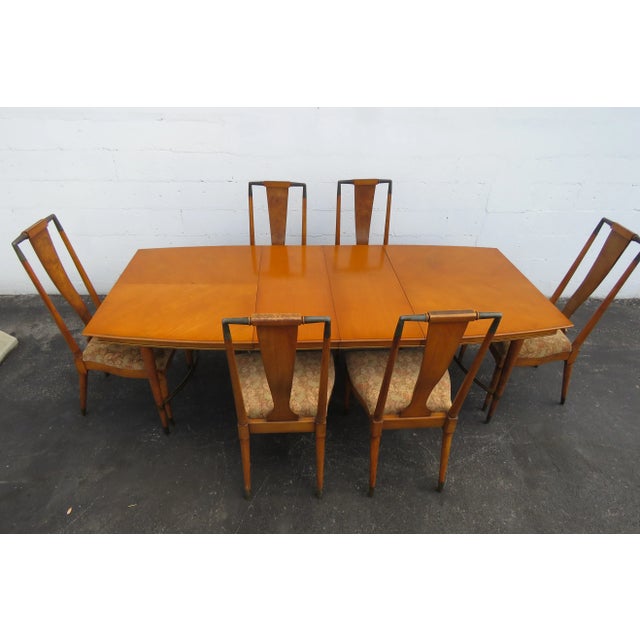 Mid Century Modern Set of Dining Table Six Chairsnd Two Leaves | Chairish