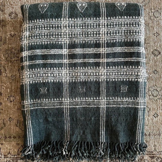 Vintage Akriti Slate Wool Throw For Sale - Image 4 of 7