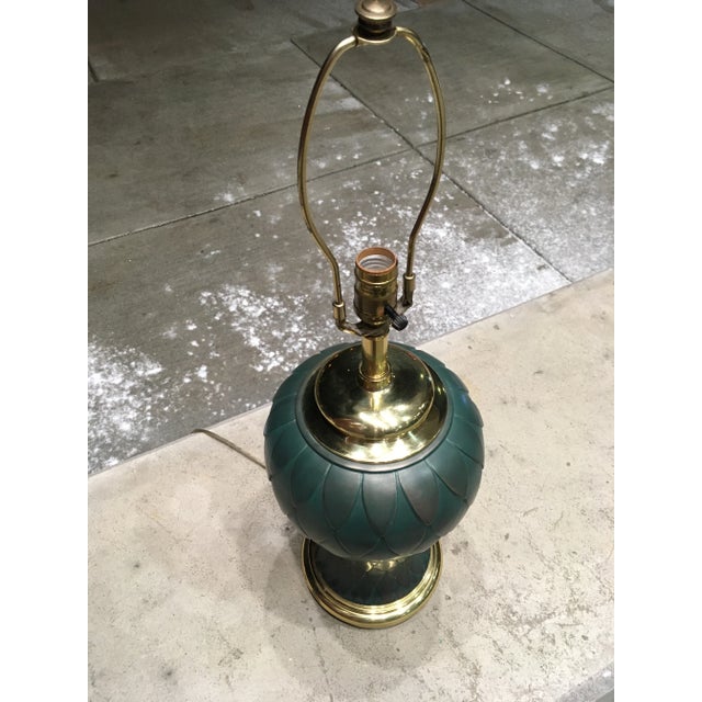 Teal Asian Modern Teal Ginger Jar Lamp With Solid Brass Ming Base For Sale - Image 8 of 13