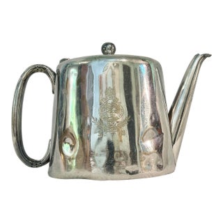 Antique British Military Silverplate Teapot by Walker & Hall – Royal Scots Greys Regiment Crest, c.1900 For Sale