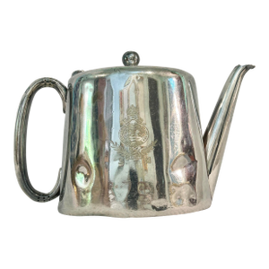 Antique British Military Silverplate Teapot by Walker & Hall – Royal Scots Greys Regiment Crest, c.1900