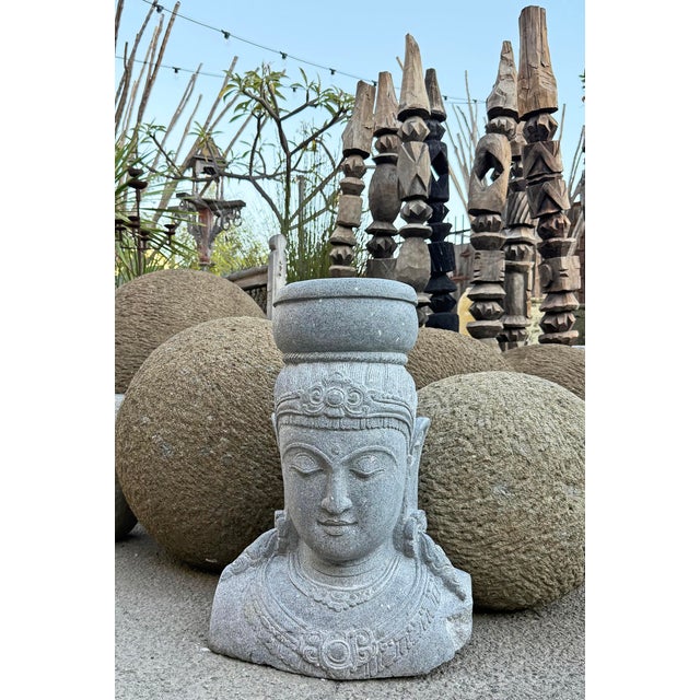 Vintage Stone Garden Dewi Sri Bust Planter For Sale In Los Angeles - Image 6 of 7