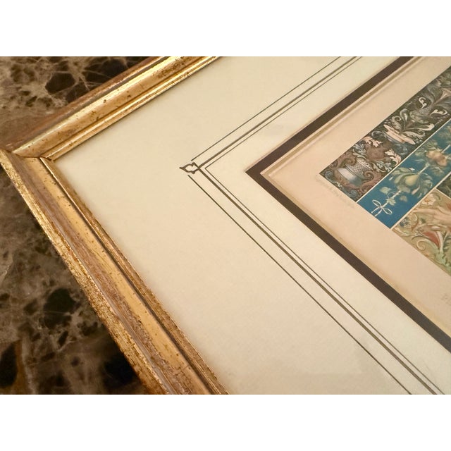 1875 French Framed Gilt Scrollwork and Border Chromolithographs- a Pair For Sale - Image 14 of 17