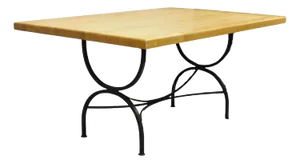 Vintage Regency Farmhouse Iron Curule Base Butcher Block Wood Top Dining Table