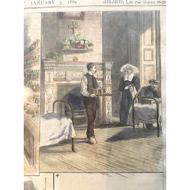 Antique Print, Graphic Weekly, the First Italian Hospital in London, Color, 1889 For Sale - Image 9 of 11