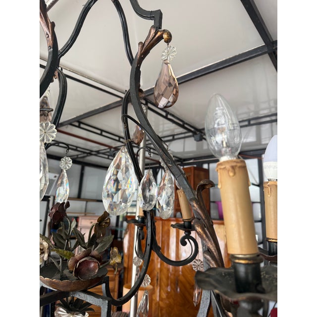 Louis XV Eight-Light Cage Chandelier with Floral Design For Sale - Image 3 of 9