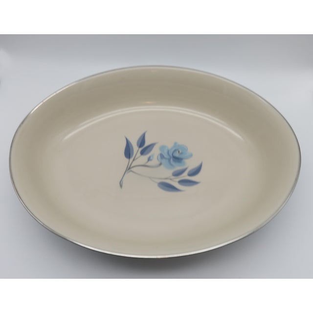 Vintage Flintridge China California Blue W Platinum Borders Serving Bowl 10" For Sale - Image 4 of 7