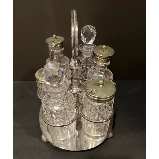 Early 20th Century Early 20th Century English Silverplate Condiment Cruet Set For Sale - Image 5 of 11