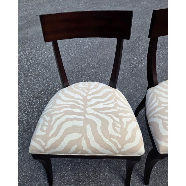 1990s Pair Ethan Allen Hathaway Klismos Dining Side Chairs Zebra Print French Regency 1990s For Sale - Image 5 of 14
