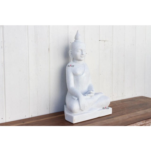 1990s Tall Burmese Vayrasana Marble Buddha For Sale - Image 5 of 13