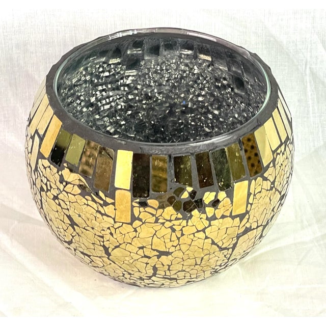 Late 20th Century Gold Mercury Glass Bowl For Sale - Image 5 of 12
