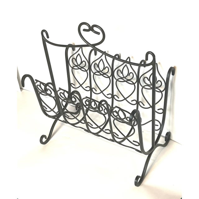 Victorian Black Iron French Victorian Magazine Firewood Rack For Sale - Image 3 of 11