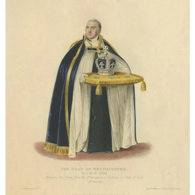 Blue Sir George Naylor, Dean of Westminster Bringing the Crown Coronation of George IV, 1824, Engraving on Paper For Sale - Image 8 of 10