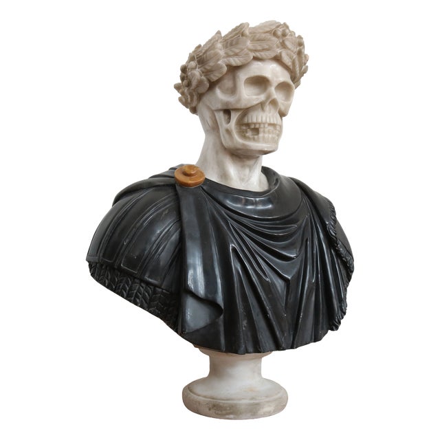 19th Century Italian Roman Vanitas Bust Renaissance Revival Memento Mori Marble, 1890, Marble For Sale