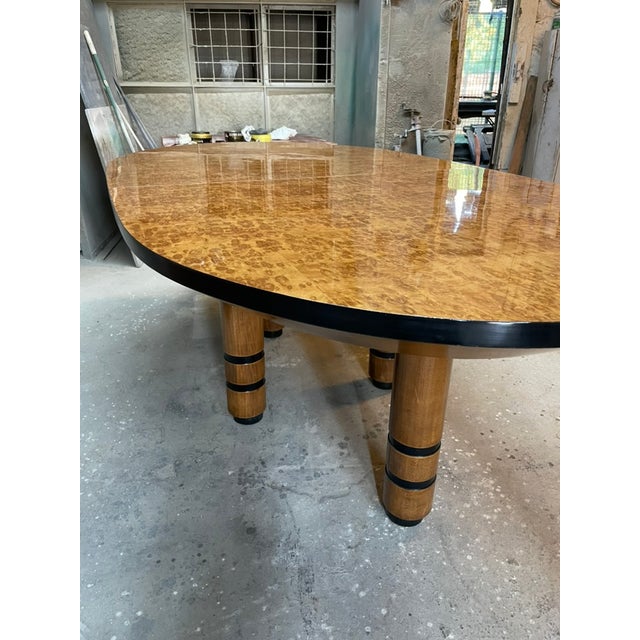 Exceptional Exotic Burl Wood Race Track Oval Dining or Conference Table For Sale - Image 14 of 16