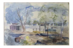 20th Century Abstract Nautical Watercolor Painting by Georgia Dearborn