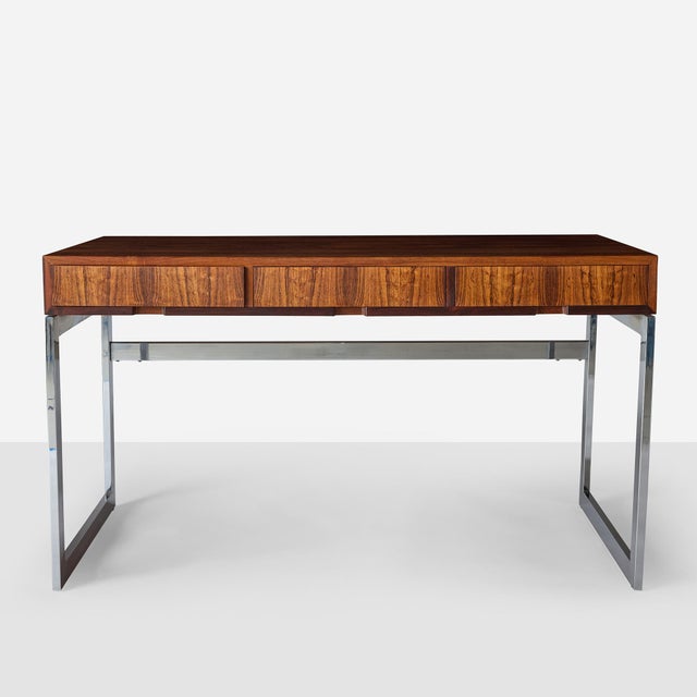 1960s Rosewood & Chrome Desk Attributed to Milo Baughman For Sale In San Francisco - Image 6 of 12