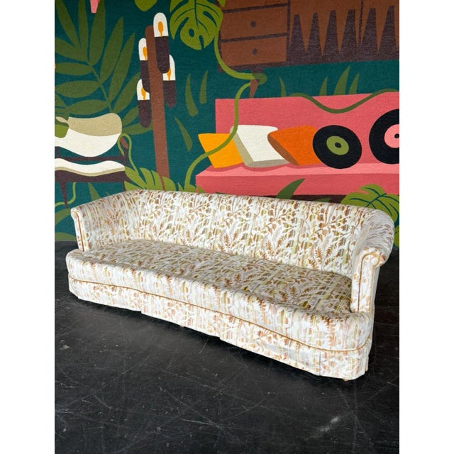 Mid Century Velvet Floral Sofa For Sale - Image 11 of 12