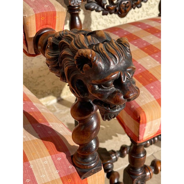 Wood Louis XIII Armchairs and Chairs, Set of 4 For Sale - Image 7 of 18