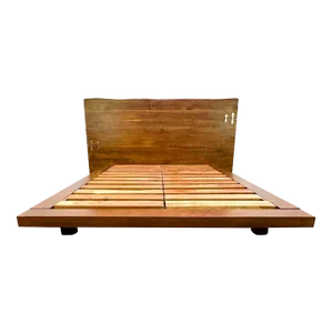 Organic Live Edge Slab Headboard Queen Platform Bed