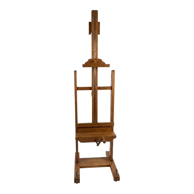 Vintage Solid Oak Television Easel From a Retired Restoration Hardware Collection For Sale