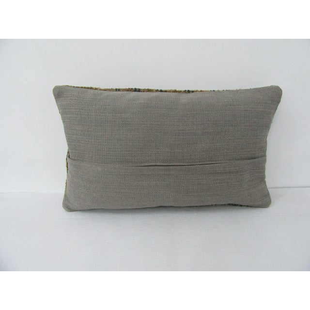 Mid-Century Modern Brown & Navy Blue Pillow For Sale - Image 3 of 4