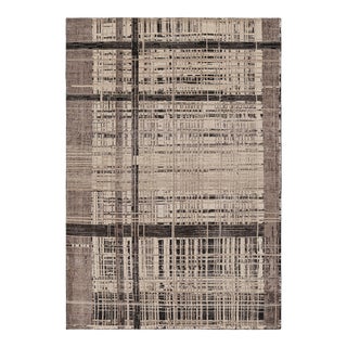 Rug & Kilim’s Modern Distressed Geometric Rug in Beige/Brown White & Black Tones For Sale