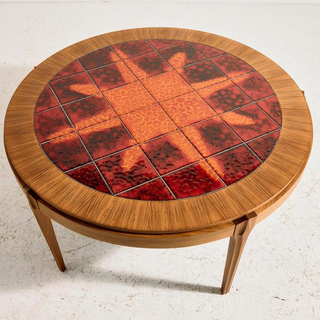 Walnut Coffee Table with Ceramic Top, 1970s For Sale - Image 3 of 17