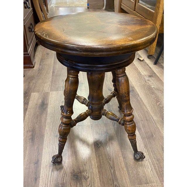 1900s Antique Wooden Glass Ball Claw Foot Piano Stool Chairish