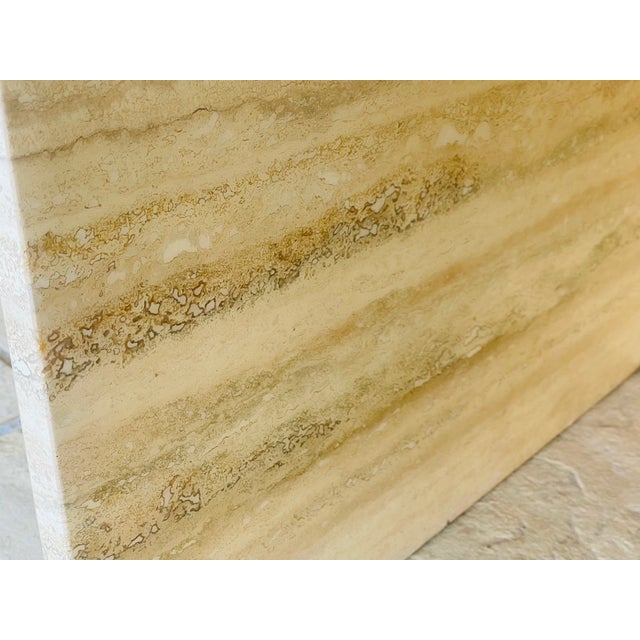 Vintage Half-Moon Travertine Side Table, 1980s For Sale - Image 14 of 18