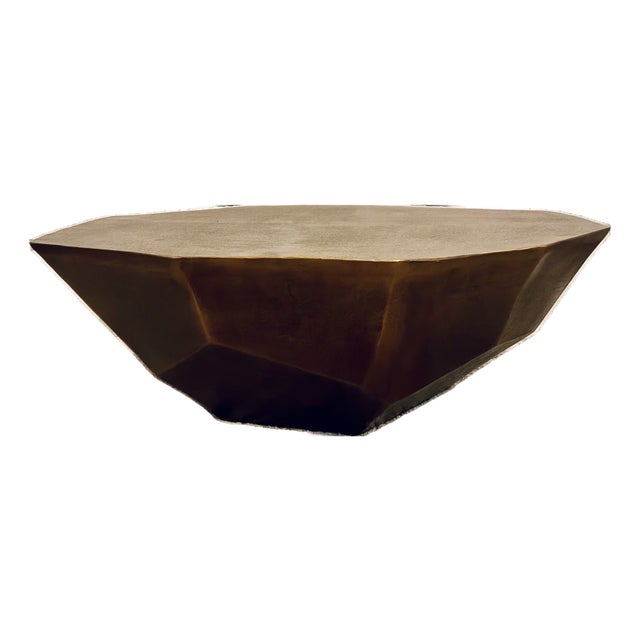 Revelation Modern Antique Brass Finished Large Cathenna Cocktail Table For Sale