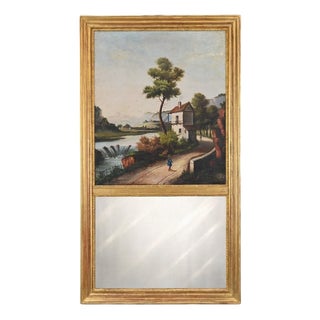 Louis XVI Style Giltwood Trumeau Mirror, 1900s For Sale