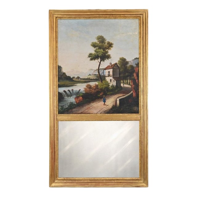 Louis XVI Style Giltwood Trumeau Mirror, 1900s For Sale