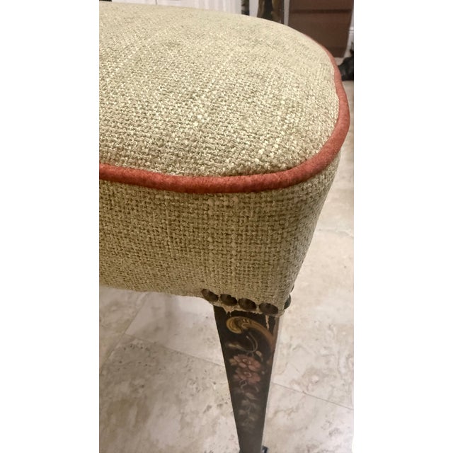 Vintage Hand-Painted Neoclassical Plume Back Side Chair, Newly Reupholstered For Sale - Image 10 of 12