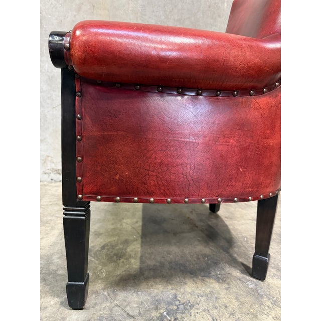 Vintage Leather Club Chair Oxblood Red Nailhead Regency Designer For Sale - Image 11 of 11